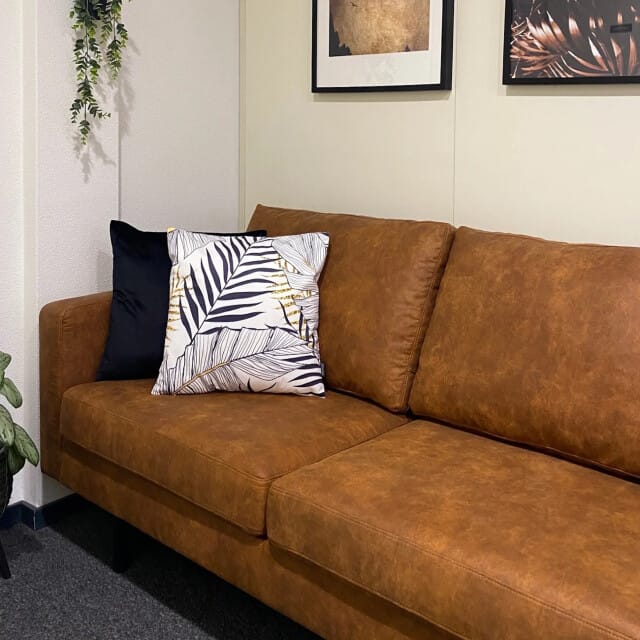 Gek op kussens! Sierkussen blue palm leaves | 45 x 45 cm | katoen/polyester