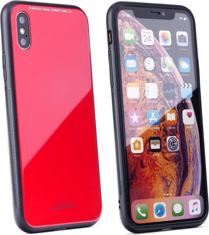Glazen case Geschikt voor IPHONE 12 / 12 PRO - rood