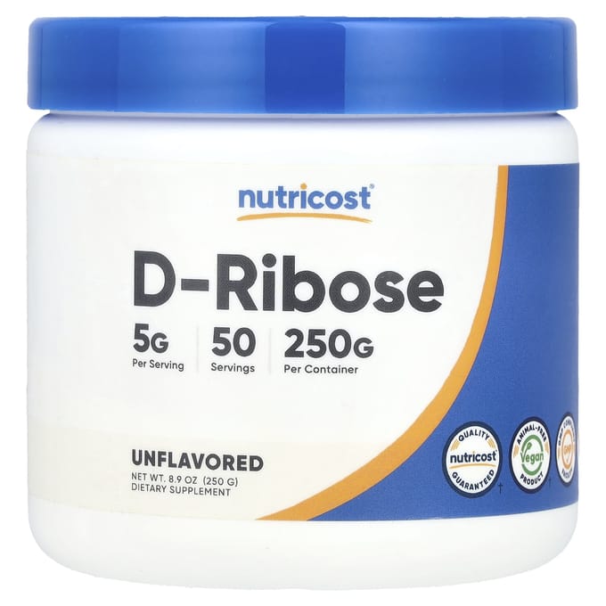 Nutricost, D-Ribose, Non aromatisé, 8,9 oz (250g)