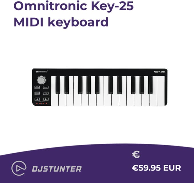 Omnitronic KEY-25 – MIDI Controller – 25 toetsen – Mini – Arpeggiator