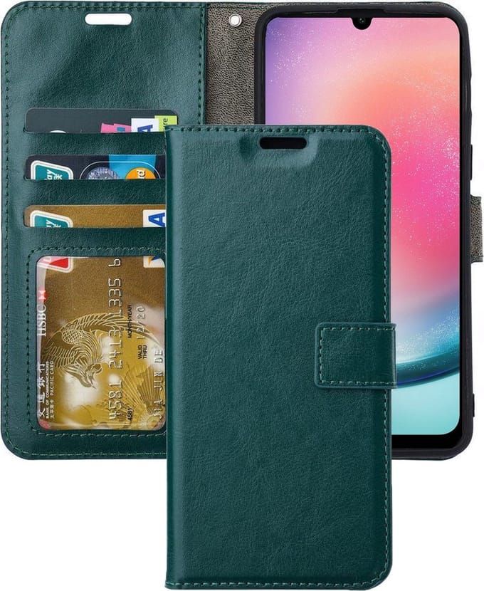 Portemonnee Book Case Hoesje Geschikt voor: Samsung Galaxy A25 - Groen