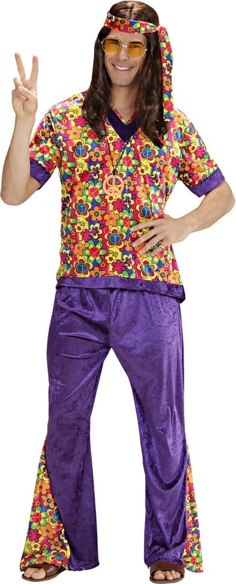 Hippie pak bloemen motief man