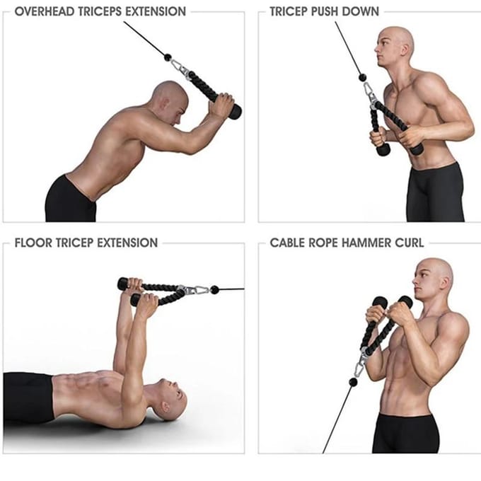 Pull Down Touw Enkele Handgreep Triceps Biceps Workout Hulpstuk voor Kabelmachine Fitness Katrol Workouts black
