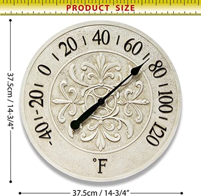 Decoratieve buitenthermometer 38 cm voor buitengebruik, garage, terras en tuin