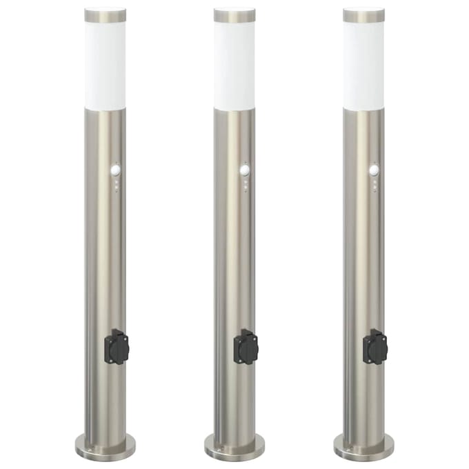 vidaXL Bolderverlichting met sensor en stopcontact 3 stuks 80 cm