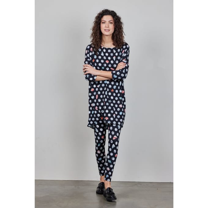 DIDI Basic Legging In Black With Coral Cove Print Größe: 40 | Sport-Leggings Outlet | Damen | Schwarz