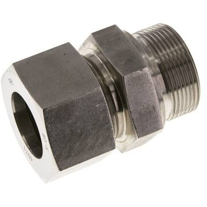 M42x2 Buitendraad x 30S RVS Rechte Snijring Koppeling 400 Bar DIN 2353 - FL2S-MC-ST-M42-30-S