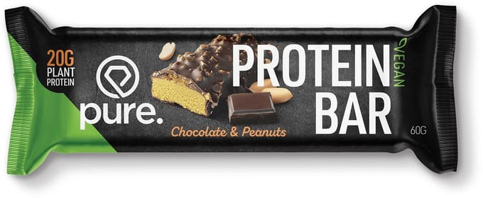 Pure. Protein Bar Vegan - Eiwitrepen - Eiwit reep - Eiwit Snack - Eiwitreep Vegan - Plantaardige Proteïne - Chocolade Peanut - 1 reep