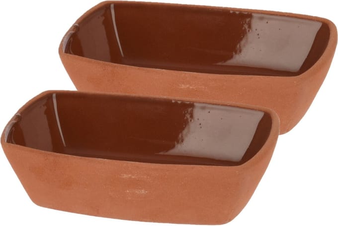 Excellent Houseware Serveerschaaltje - 2st - Terracotta - 170ml 13x9cm