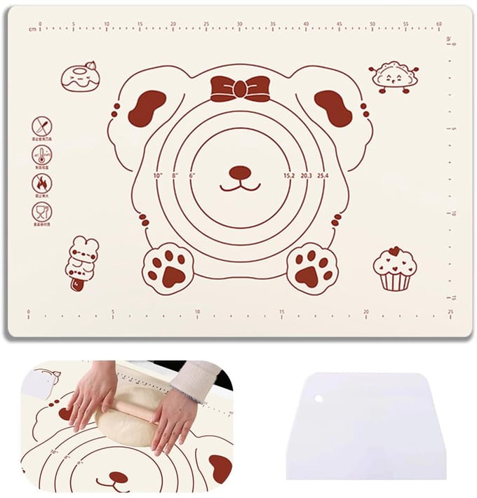 Cosensi- Bakmat 50x40 cm - Antiaanbaklaag - Antislip - Deegschraper - Herbruikbaar - Veilig voor oven/magnetron - Deegmat