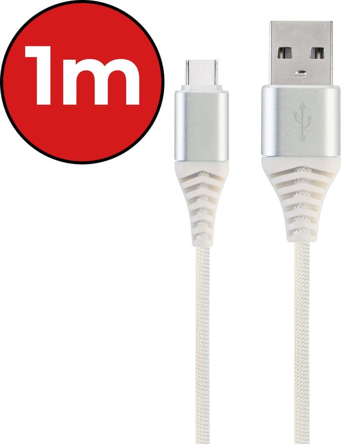USB-C Kabels Oplaadkabel Datakabel USB C Kabel Nylon Gevlochten - USB C naar USB A Kabel - USB C Oplader - 1 meter - Wit