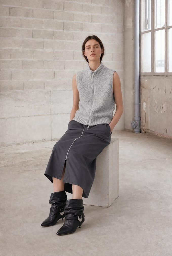 Vest Boucle long zip | Grey - Grey / S