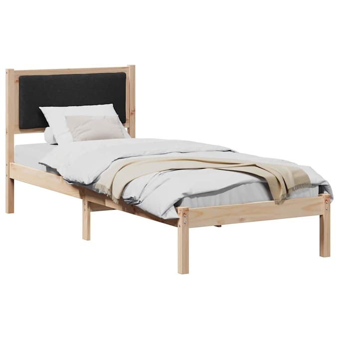 vidaXL - Bedframe - met - hoofdeinde - Zwart - 80 - x - 200 - cm - Massief - grenenhout