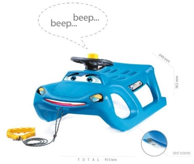 Kinderslee Zigi - Met stuur en trekkoord -92x45 cm - Extra stevig - Blauw