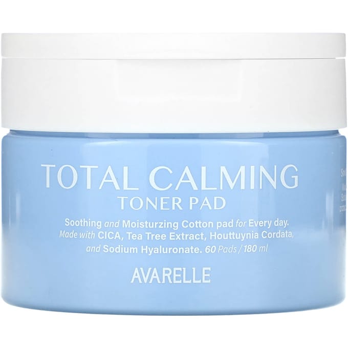 Avarelle, total calming toner pad, 60 sheets, 180ml white