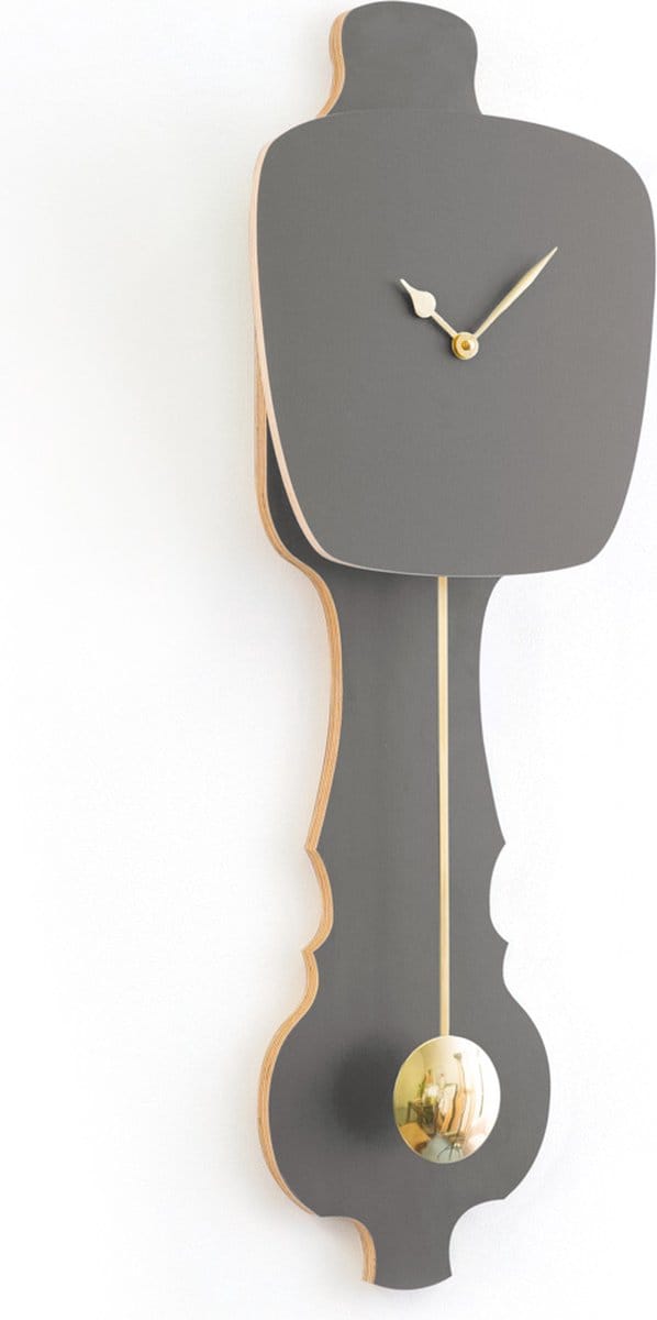 KLOQ Wandklok Steen Grijs & Glimmend Goud maat L