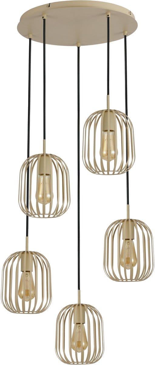 Hanglamp - Beige - 5 Lichts - Woonkamer - Eetkamer - Nova