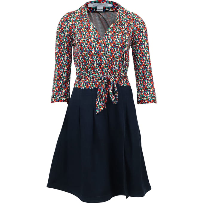 Diane Von Furstenberg wikkeljurk met denim rok in veelkleurige viscose