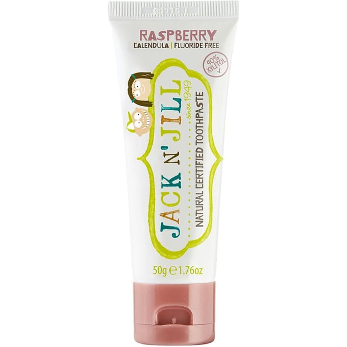 Jack n' Jill, natural toothpaste, for babies 6 months and older, raspberry flavor, 1.76 oz (50 g) white