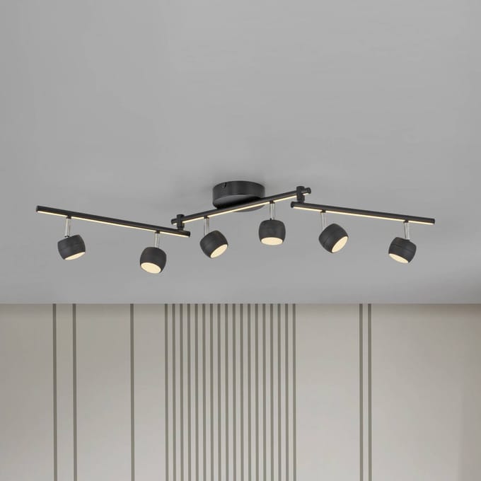JUST LIGHT. GmbH JUST LIGHT. LED plafondspot Jarik, 6-lamps, zwart, 3.000 K
