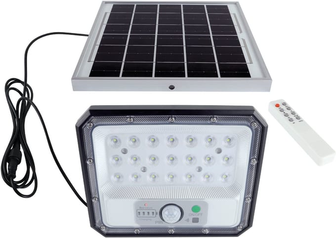 HEROS - LED SoLAR Tuinverlichting - Wandlamp met Sensor - Zonne-energie - Bewegingssensor - 7W - ZWART