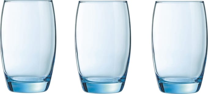 Arcoroc Waterglazen/drinkglazen - 6x stuks - transparant blauw - 350 ml - Glazen