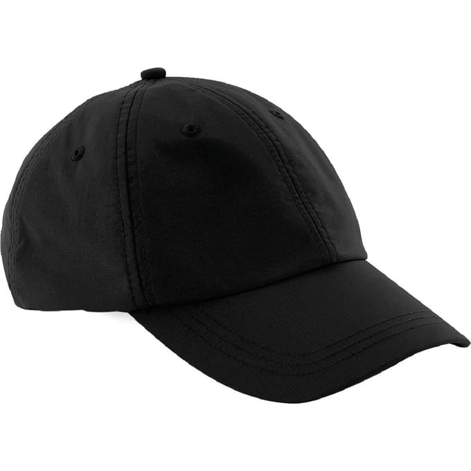 Beechfield Unisex Outdoor Waterdichte 6 Panel Baseball Cap (Pakket van 2) (Zwart)