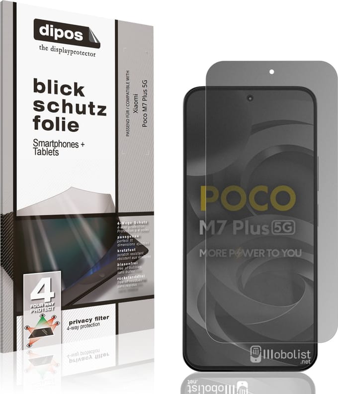 dipos – Matte Privacy Screenprotector geschikt voor Xiaomi Poco M7 Plus 5G | Anti-Spy Beschermfolie