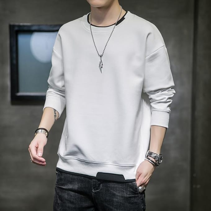 Pull à manches longues pour hommes de printemps à la mode à manches longues pour hommes, pull à manches longues décontracté et ample de marque à la mode pour hommes 4XL gray