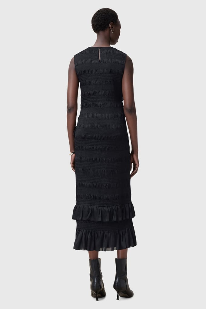 AllSaints Nyla Dress Black Maat: 2 | Midi Jurken Outlet | Dames | Zwart