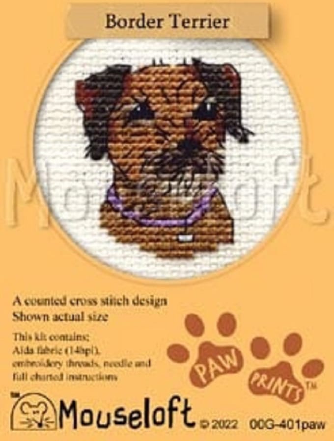 Mini Borduurpakketje - Hond - Border Terrier - Mouseloft