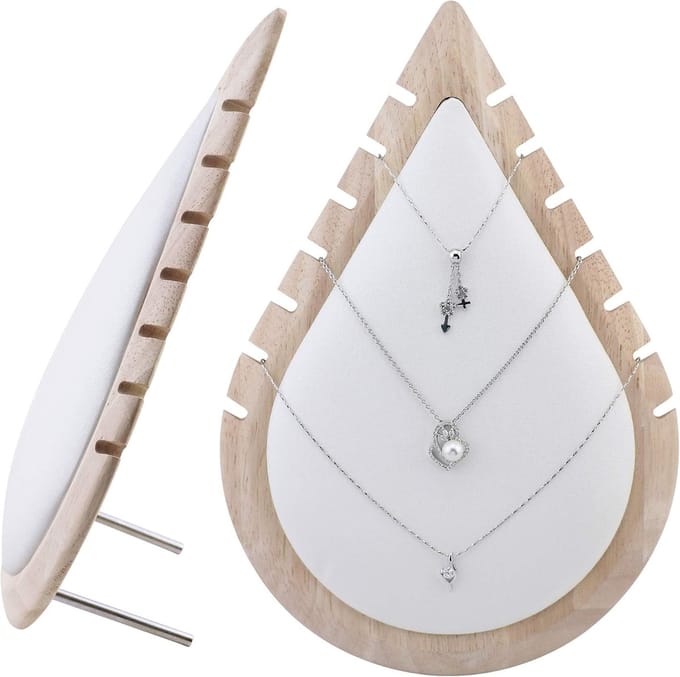 Sieraden Display - Juwelen Houder - Winkel Presentatie - Natuurlijk Bamboe Materiaal - 2 Laden - Wit