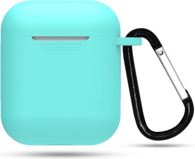 Siliconen case | geschikt voor airpods | karabijnhaak | licht blauw