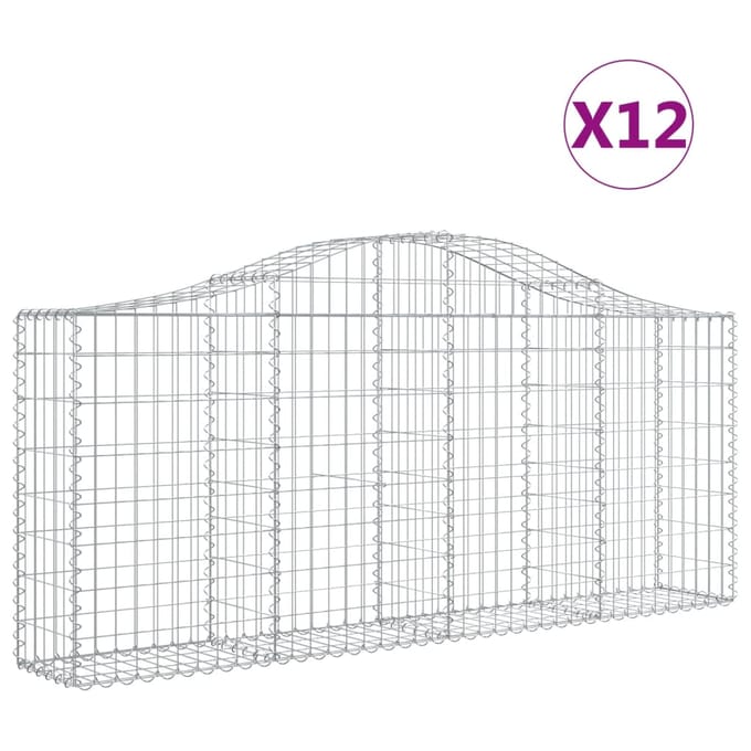 vidaXL - Schanskorven - 12 - st - gewelfd - 200x30x80/100 - cm - ijzer