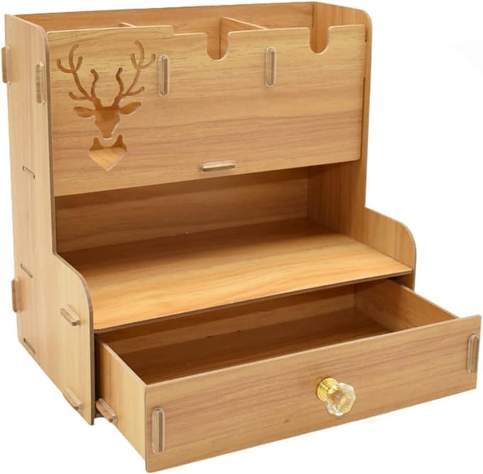 Houten Bureau Organizer - Document Houder - Kantoor Organiseren - Multi Layer Ontwerp - 26x15x23 cm - Bruin