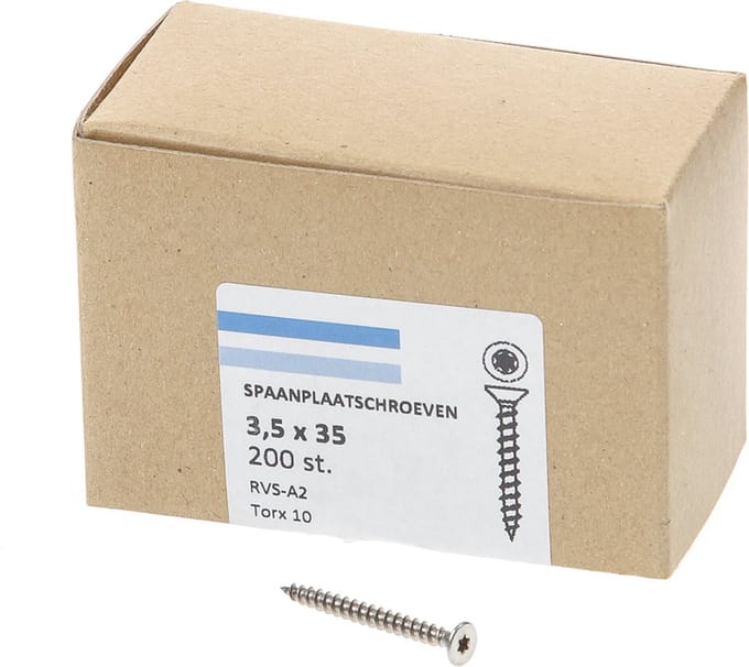 Spaanplaatschroef rvs-a2 pk tx-10 3.5x35 (200