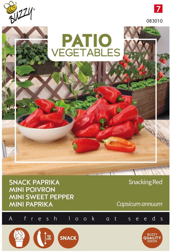 Paprika (Capsicum annuum) - Snacking Red - Patio Vegetables - Moestuin - bloeit in Oktober / Juli / Augustus / September