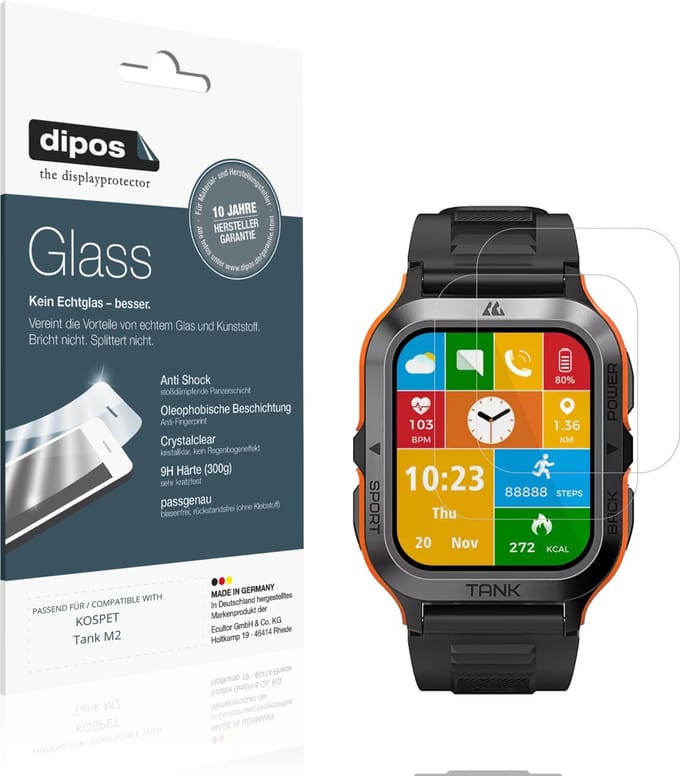 dipos – 2x Pantserfolie geschikt voor KOSPET Tank M2 | 9H Screenprotector