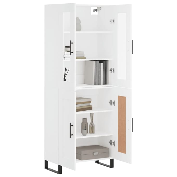vidaXL - Hoge - kast - 69,5x34x180 - cm - bewerkt - hout - wit