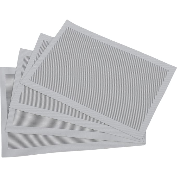 4 Stuks Placemat Kunstleer Rechthoekig Antislip Hittebestendig Elegant Tafelmat 40x30cm gray