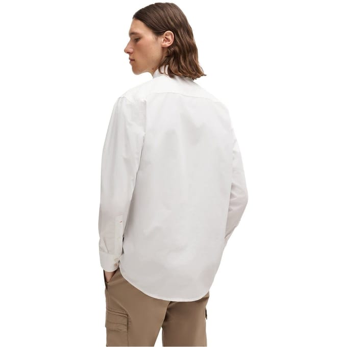 Heren Boss Relegant 6 M Effen Lange Mouwen Shirt in Wit 100