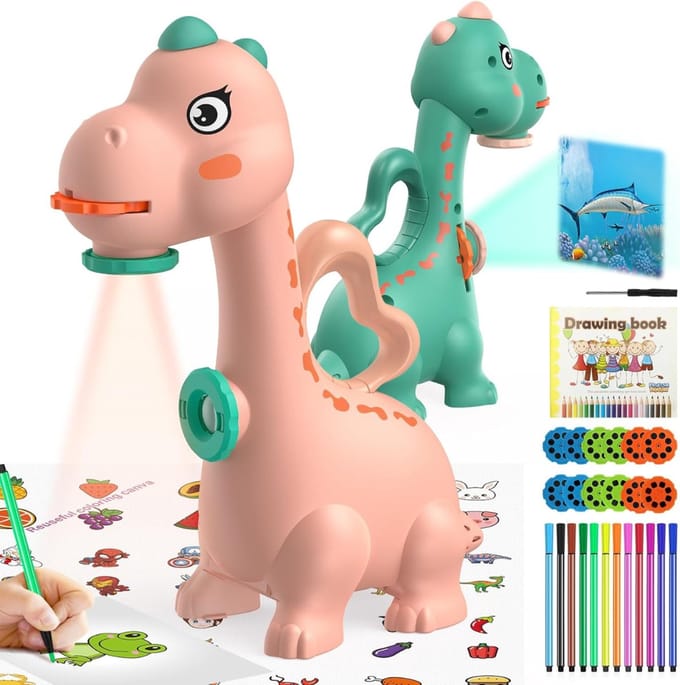 RVV® Tekenprojector - Kinder Tekenprojector - Tekenprojector Kinderen -Dinosaurus - Roze- 22cm x 15cm x 10cm