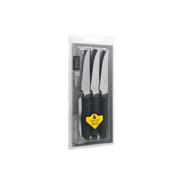 Couteaux à steak - ARCOS - Nova - 6 pièces - Lame crantée Acier Inox Nitrum - Manche polypropylène noir