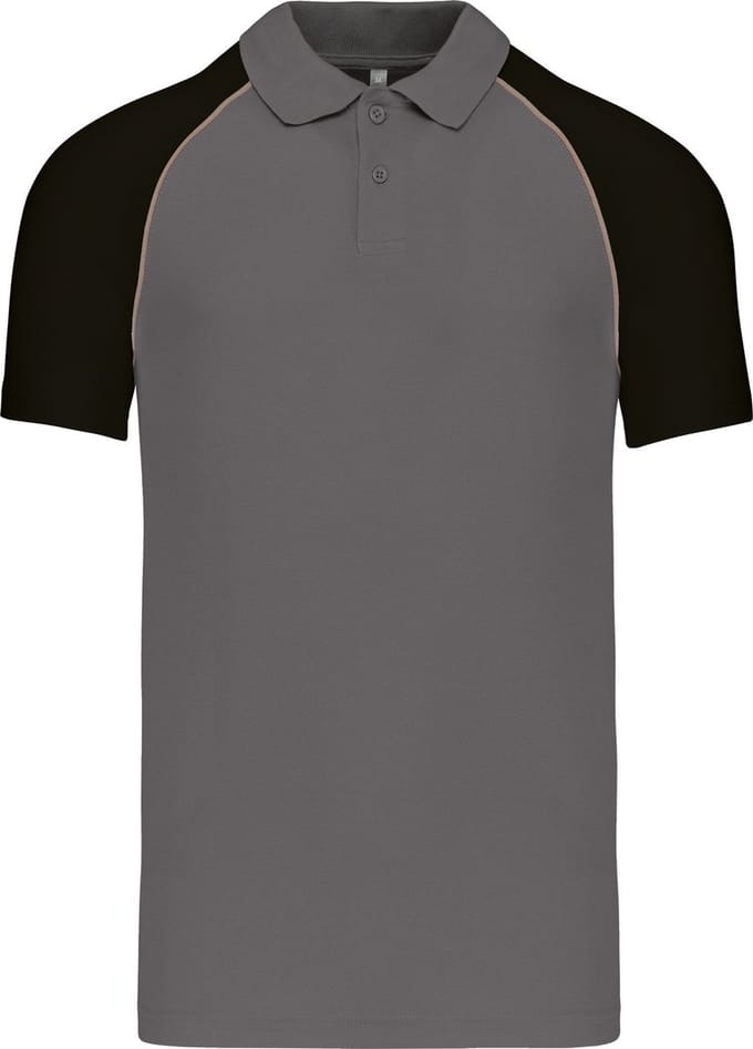 Herenpolo 'Baseball' korte mouwen Slate Grey/Black - L