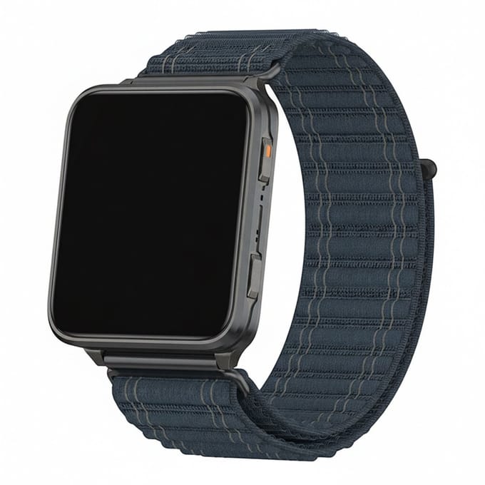 Nylon loop bandje - geschikt voor Garmin Venu X1 - klittenbandsluiting - Blauw