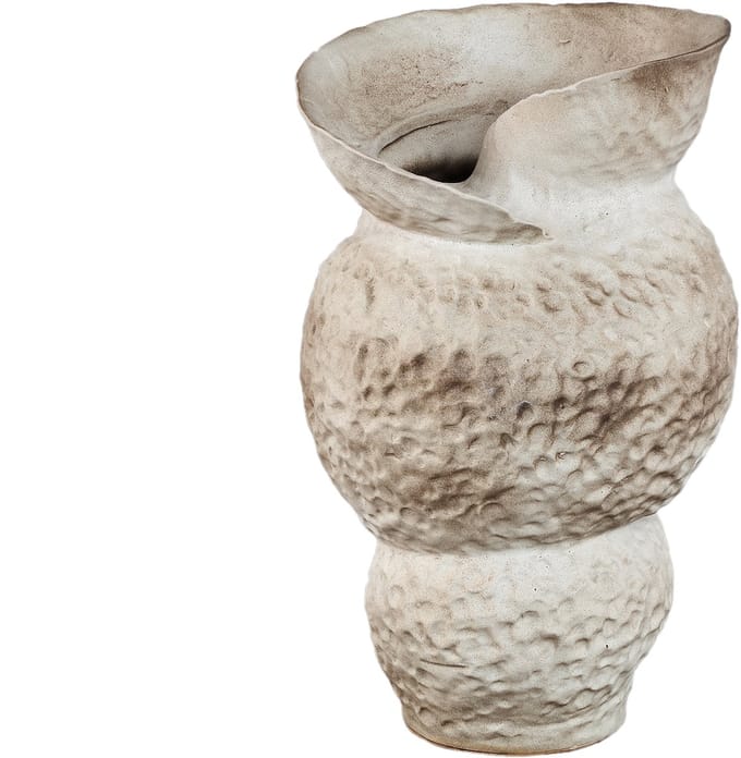 PTMD Kery Cream Ceramic Vase With Open Swirl Border L