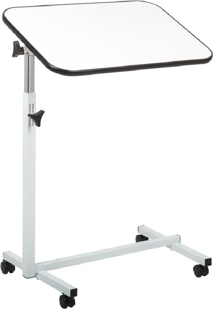 Bedtafel met wieltjes - Bedleestafel - Laptoptafel - Bijzettafel - Wit