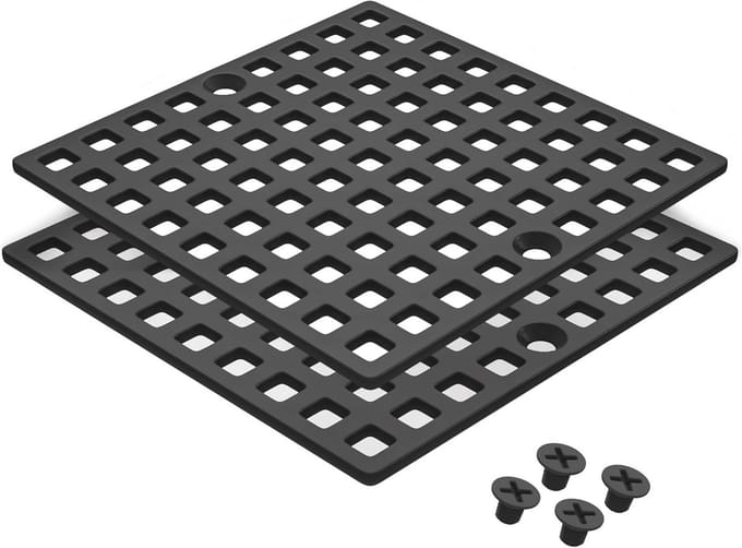 2x 10cm Matzwarte Vierkante Doucheput Afdekking Vloerput Vervanging - Haarvanger van RVS