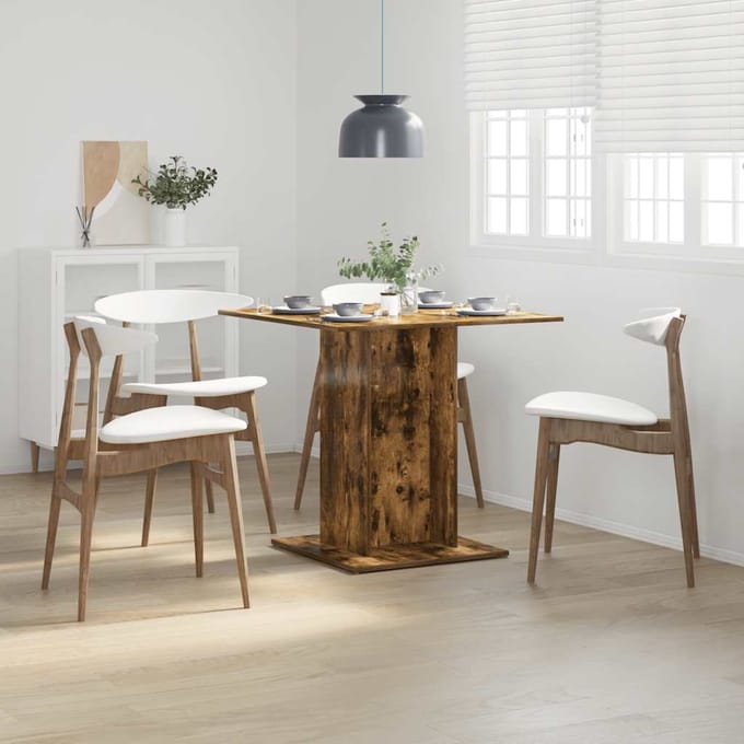 vidaXL - Eettafel - 80x80x75 - cm - bewerkt - hout - gerookt - eiken