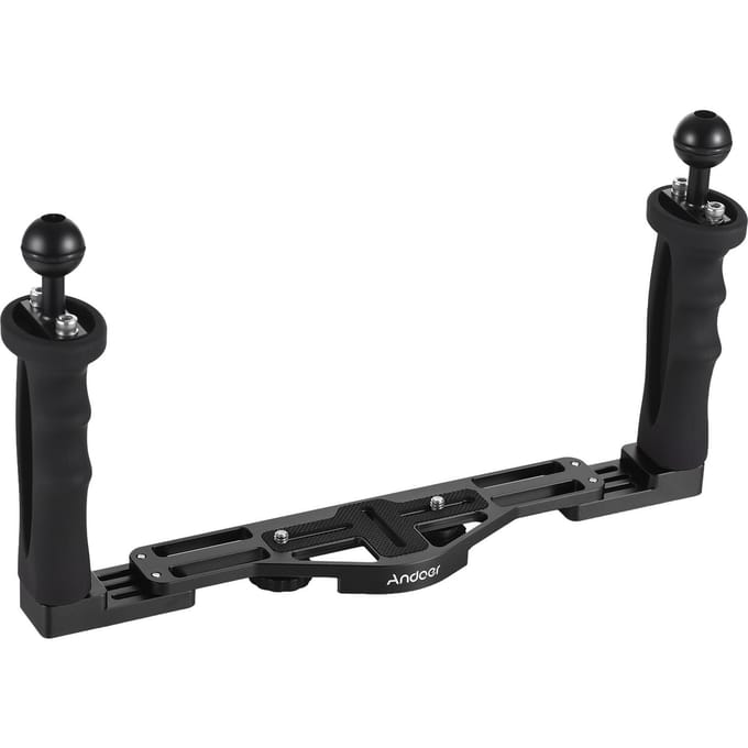 Andoer Camera Duikrig met Dubbele Handgreep Handheld Onderwater Tray Stabilisator Verstelbare Camera zwart